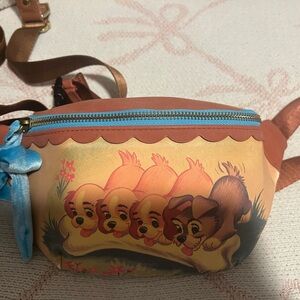 Loungefly Brown and Blue Satchel with Puppy Design